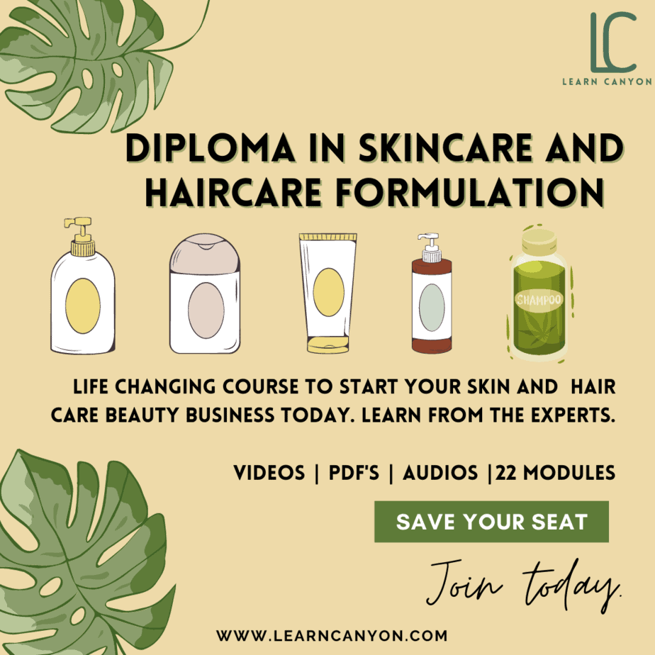 Diploma In Organic Skincare And Haircare Formulation Course Learn Canyon