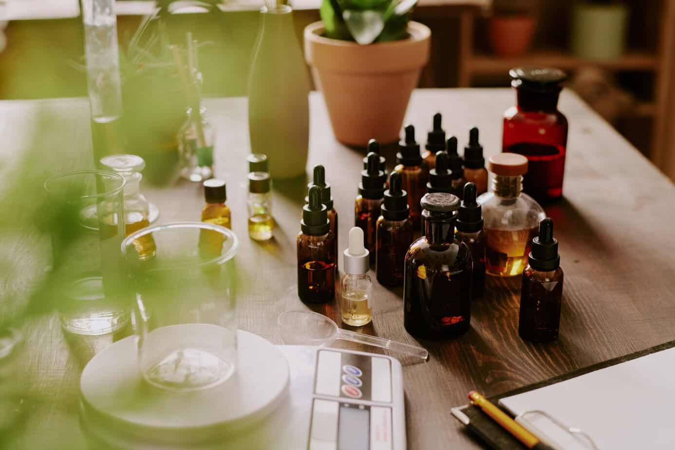 Home formulator working with DIY skincare ingredients
