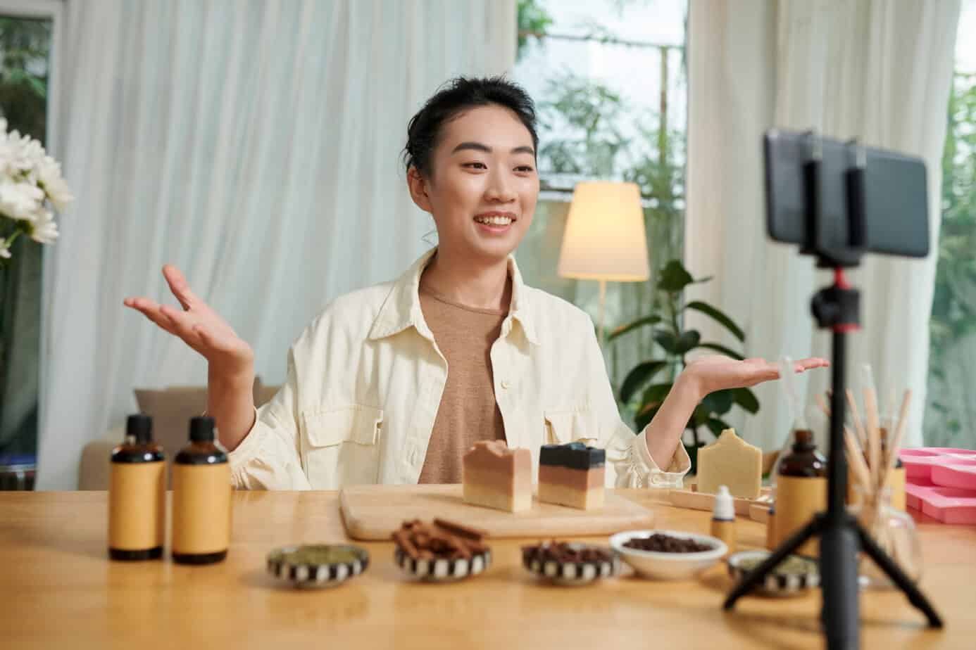 Maker weighing ingredients